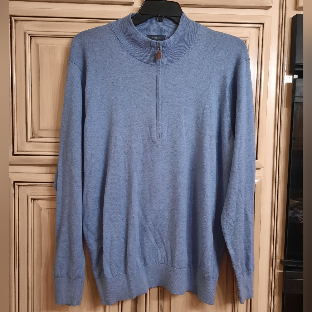 TURTLESON • Men’s Quarter Zip‎ Pullover - Blue - Size Large
